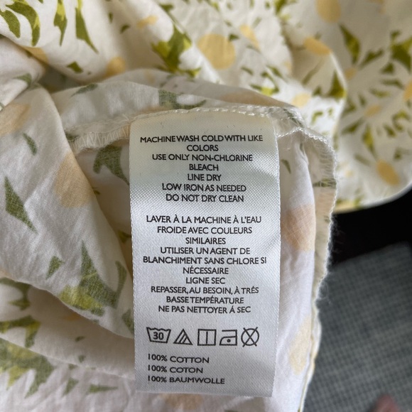 Maeve Anthropologie Leandra Top Yellow Green Floral Blouse Smocked Button Size S - Picture 8 of 8